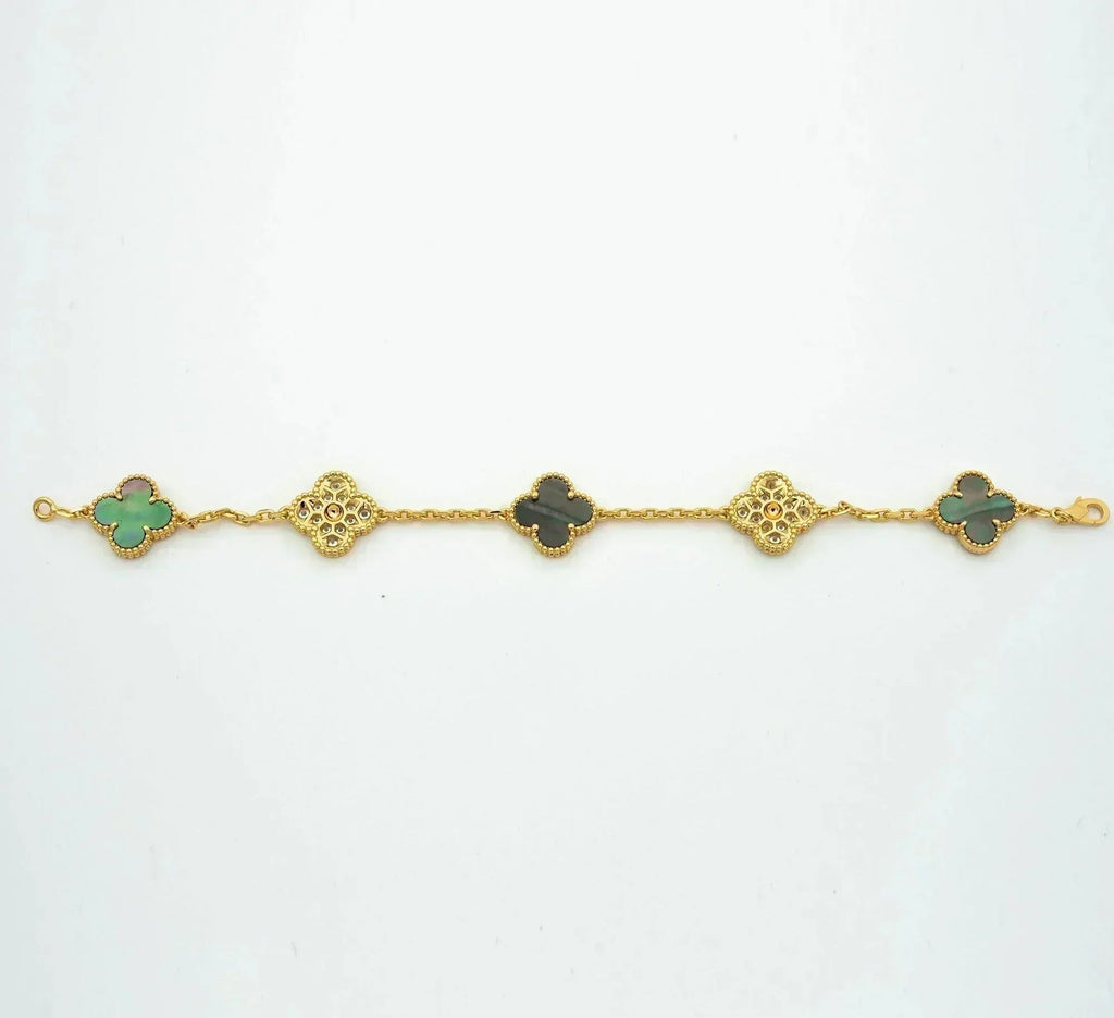 VCA CLOVER 5 MOTIF GRAY MOP BRACELET COLLECTION