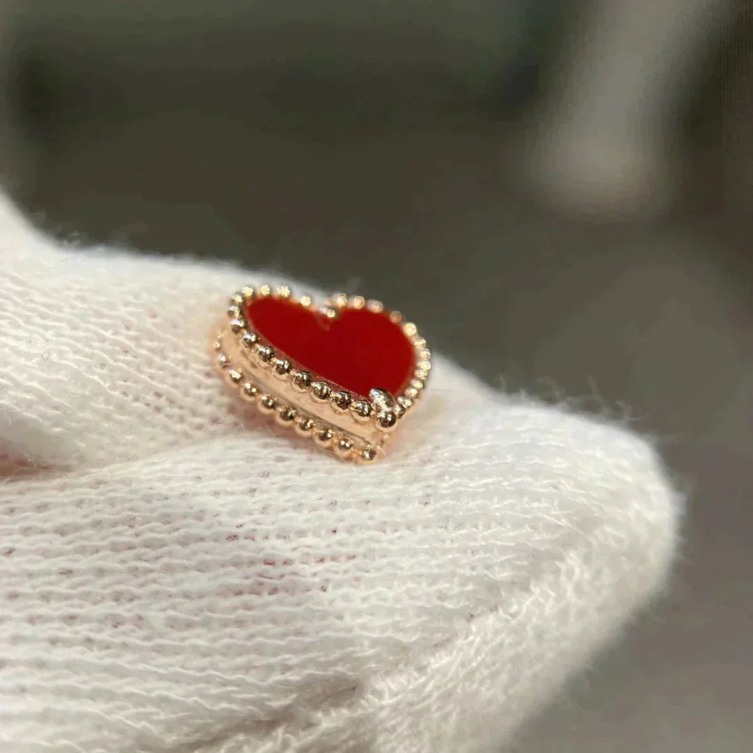 VCA HEART CARNELIAN STUD EARRINGS
