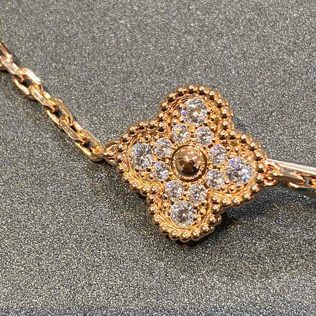 VCA CLOVER 5 MOTIF FULL DIAMOND BRACELET COLLECTION