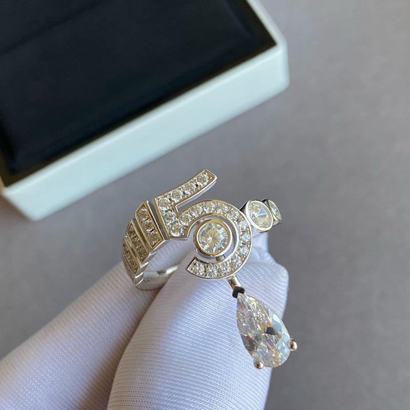 18K  Chanel Diamond No.5 Drop Ring