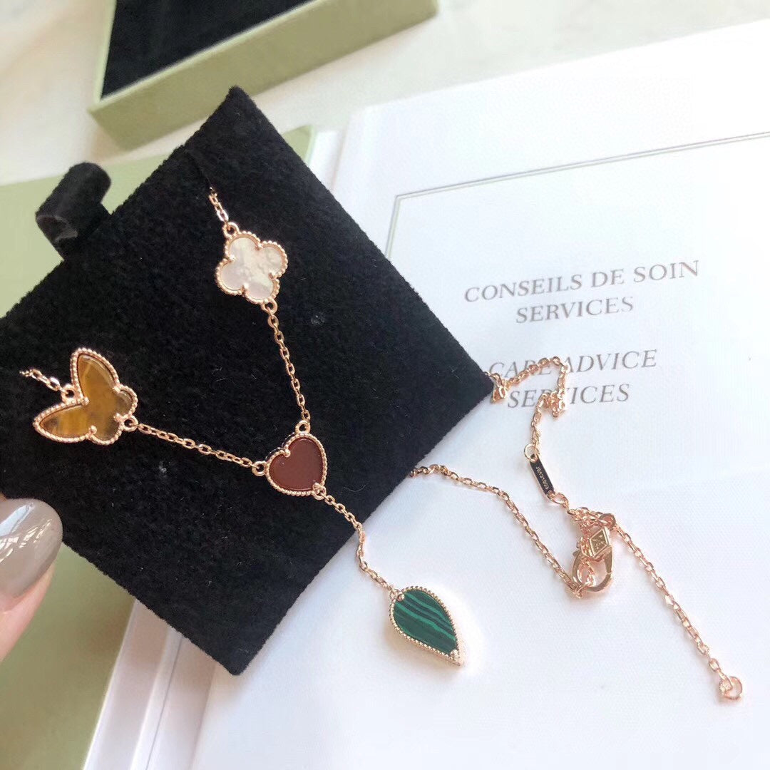VCA LUCKY SPRING 4 MOTIFS ROSE GOLD NECKLACE